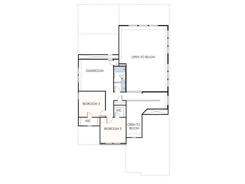 A well-designed floor plan featuring two bedrooms, a gameroom, and a bathroom.