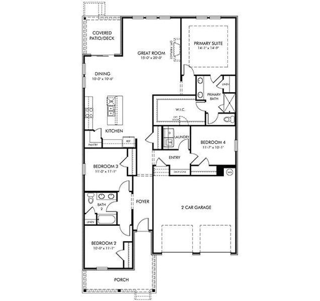 2D floor plan layout for the Nelson by Meritage Homes in Benders Cove - Reserve Series, Mount Juliet, TN (Image 3).