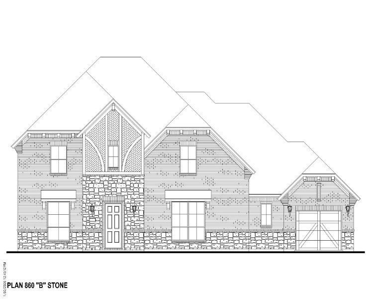 Plan 860 Elevation B w/ Stone
