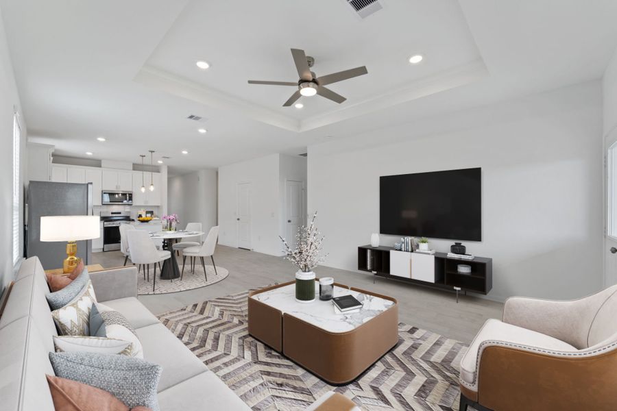 Representative furnished interior of a home built from the Dinero by Centex in Pinara Pines, Conroe (Image 7). Representative furnished interior of a home built from the Dinero by Centex in Pinara Pines, Conroe (Image 7).
