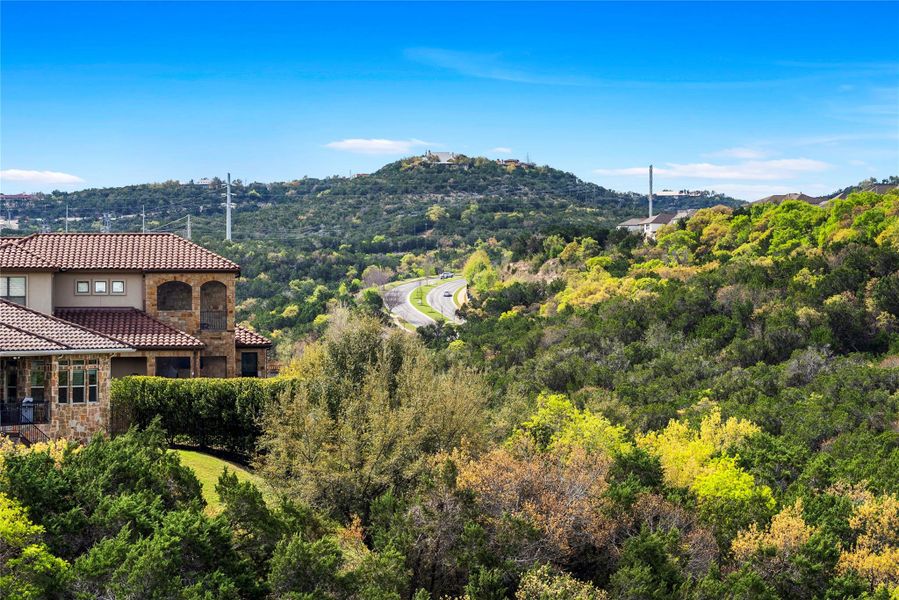 View of mountain background featuring a heavily wooded area View of mountain background featuring a heavily wooded area