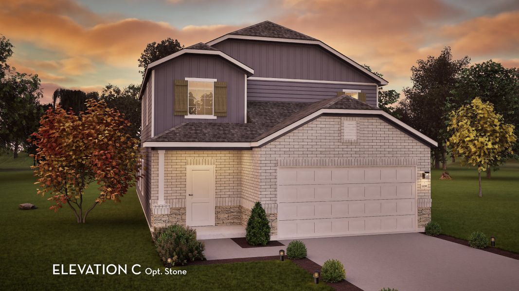 Representative exterior photo of a completed home built from the Hickory by CastleRock Communities in The Reserve at Huntsville, Huntsville, TX (Image 21). Representative exterior photo of a completed home built from the Hickory by CastleRock Communities in The Reserve at Huntsville, Huntsville, TX (Image 21).