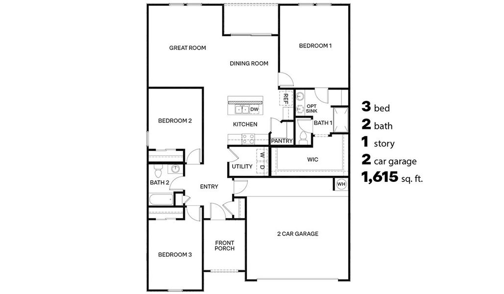 2D floor plan layout of this home in Barnett Village, Marana, AZ (Image 3).