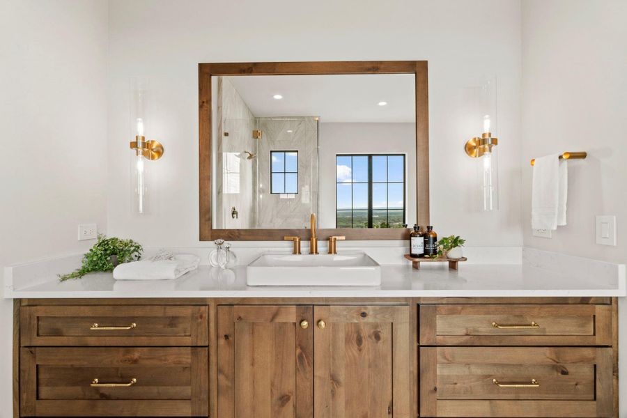 Mirror shows the amazing view of the hill country.