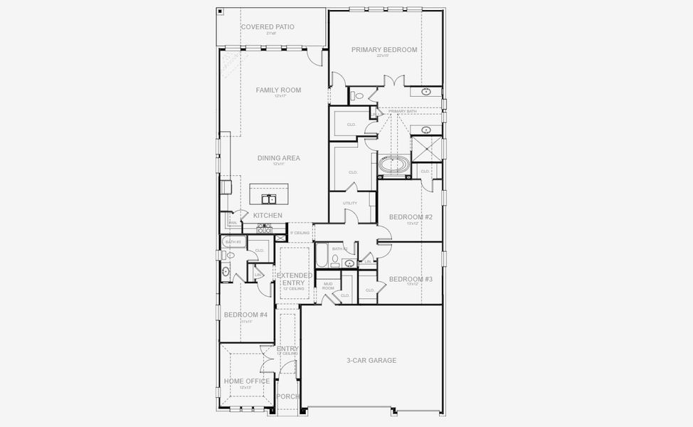2D floor plan layout for the 2776W by Perry Homes in Juniper Springs 60', Lockhart, TX (Image 5). 2D floor plan layout for the 2776W by Perry Homes in Juniper Springs 60', Lockhart, TX (Image 5).