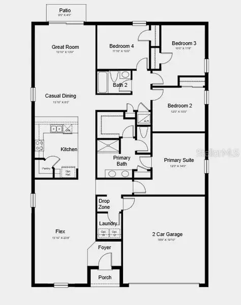2D floor plan layout of this home in Firethorn, Parrish, FL (Image 4).