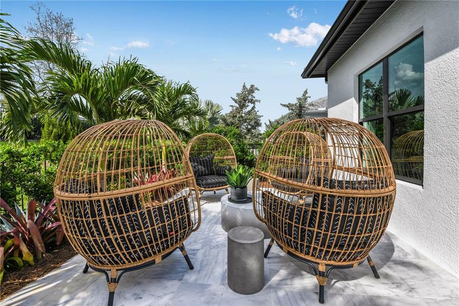 Exterior details and patio area of a home in Cresswind Lakewood Ranch, Lakewood Ranch (Image 27). Exterior details and patio area of a home in Cresswind Lakewood Ranch, Lakewood Ranch (Image 27).