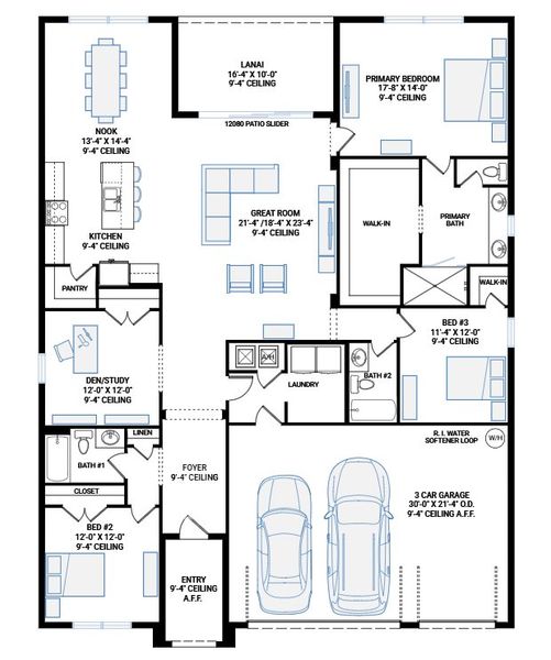 2D floor plan layout for the Amelia by Cardel Homes in Fieldstone, Plant City, FL (Image 5). 2D floor plan layout for the Amelia by Cardel Homes in Fieldstone, Plant City, FL (Image 5).