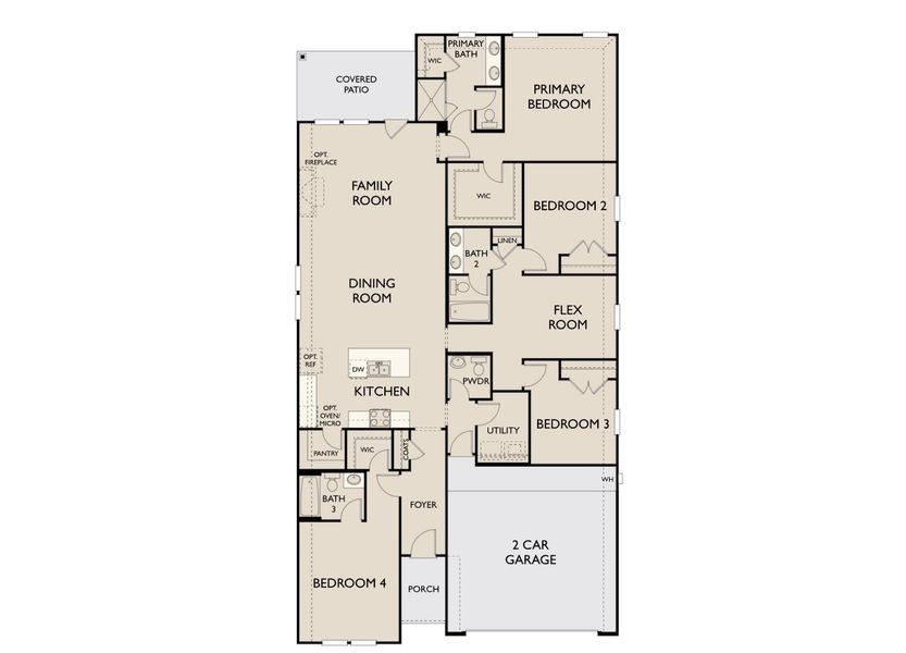 2D floor plan layout for the Meridian by Ashton Woods in Brookshire at Legacy Hills-50s, Celina, TX (Image 5).