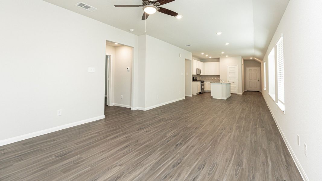 Family Room to Kitchen and Dining Area