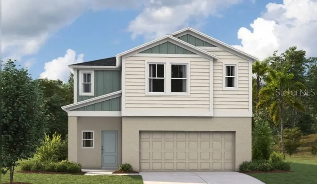 Front exterior of a new home in Crosswinds, Haines City, FL, highlighting curb appeal (Image 1). Front exterior of a new home in Crosswinds, Haines City, FL, highlighting curb appeal (Image 1).