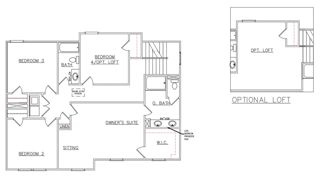 2D floor plan layout for the Russell - Single Family Homes by Dream Finders Homes in Reedy Creek Estates, Fountain Inn, SC (Image 4).