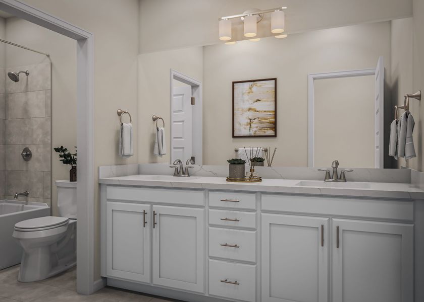 Representative furnished interior of a home built from the Spyglass by Tri Pointe Homes in Flora, Hutto (Image 18).