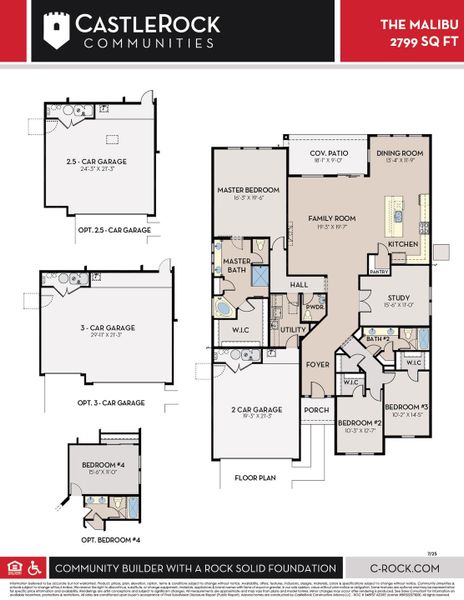 2D floor plan layout for the Malibu by CastleRock Communities in Heritage Pointe, Chino Valley, AZ (Image 3).