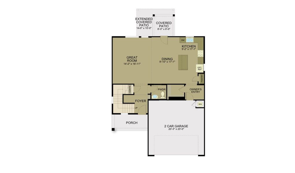 2D floor plan layout for the Winfield by View Homes in Desert Breeze, Horizon City, TX (Image 3).