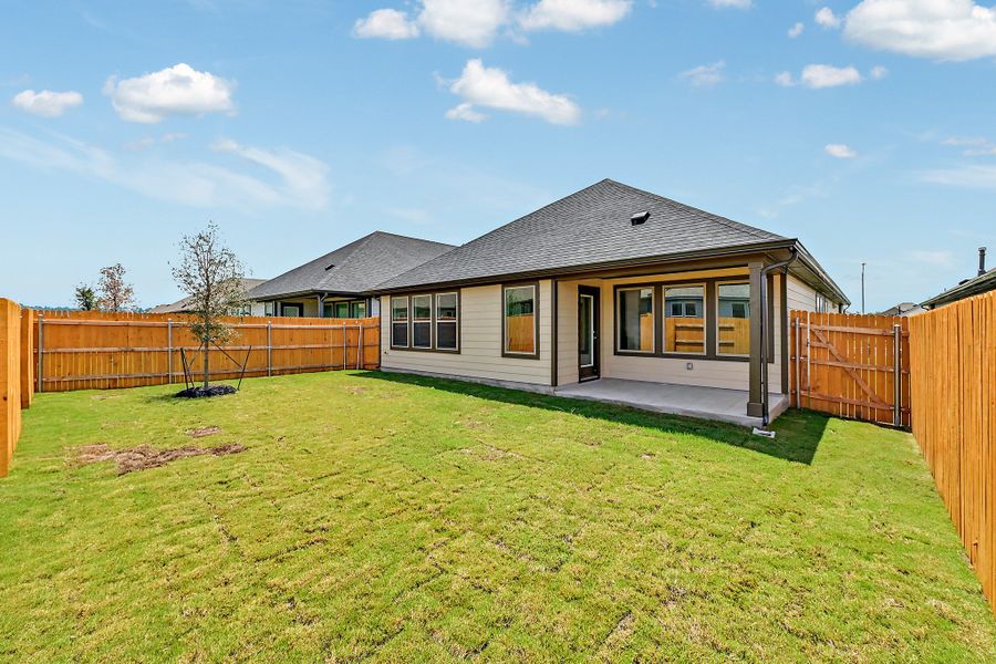 Exterior details and patio area of a home in Prairie Winds, Hutto (Image 4). Exterior details and patio area of a home in Prairie Winds, Hutto (Image 4).