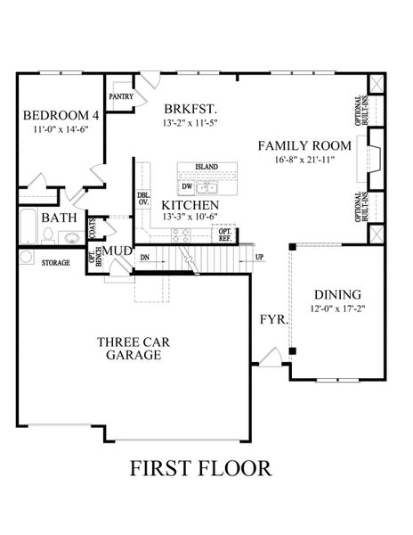 2D floor plan layout for the Harvard II by Peachtree Residential in Hillshire, Cumming, GA (Image 3).