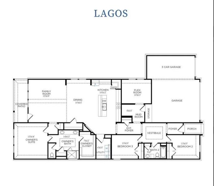 2D floor plan layout of this home in River Ranch 55', Dayton, TX (Image 2). 2D floor plan layout of this home in River Ranch 55', Dayton, TX (Image 2).