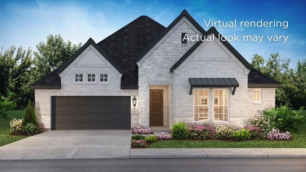 Front exterior of a new home in , Conroe, TX, highlighting curb appeal (Image 1).