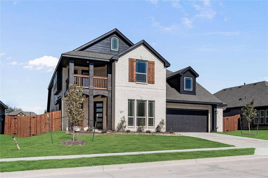 Front exterior of a new home in Maplewood, Glenn Heights, TX, highlighting curb appeal (Image 25). Front exterior of a new home in Maplewood, Glenn Heights, TX, highlighting curb appeal (Image 25).