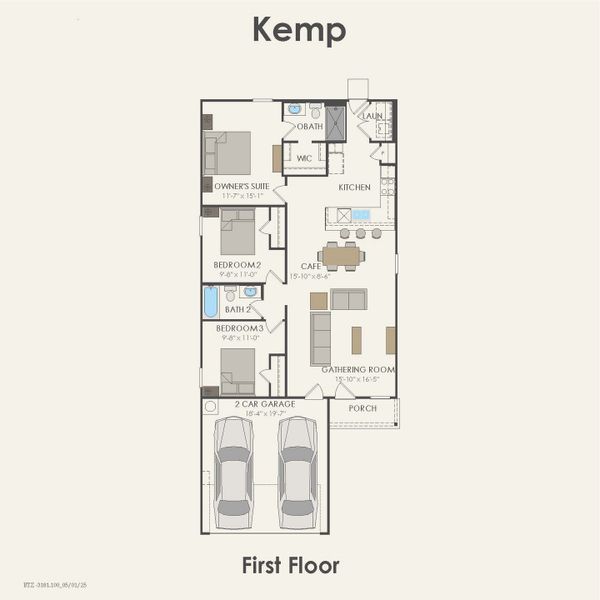2D floor plan layout for the Kemp by Centex in Cottonwood Creek, Howe, TX (Image 3).