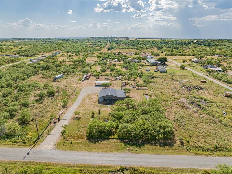 Aerial view of sparsely populated area