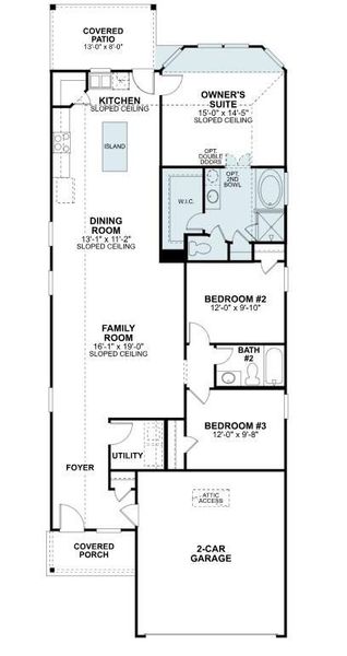 2D floor plan layout of this home in Miller's Pond, Rosenberg, TX (Image 3).