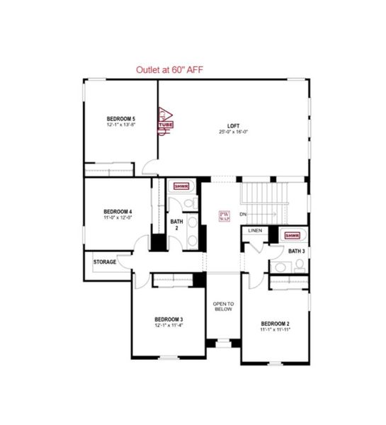 2D floor plan layout of this home in Ridgeline at Acclaim, Avondale, AZ (Image 3).