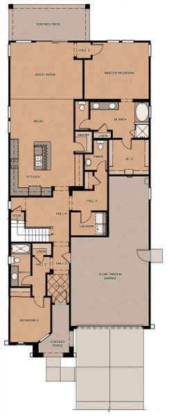 2D floor plan layout for the Coastal w/Loft by Fulton Homes in Meadows at Barney Farms, Queen Creek, AZ (Image 3).