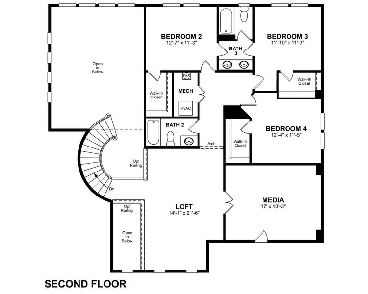 2D floor plan layout for the Madison by Beazer Homes in Enclave at Legacy Hills, Celina, TX (Image 4).