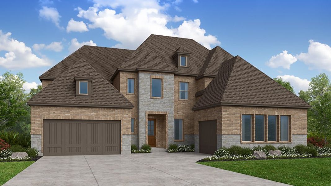 Representative exterior photo of a completed home built from the Kingston by Taylor Morrison in The Ranch at Uptown Celina 70s, Celina, TX (Image 2). Representative exterior photo of a completed home built from the Kingston by Taylor Morrison in The Ranch at Uptown Celina 70s, Celina, TX (Image 2).