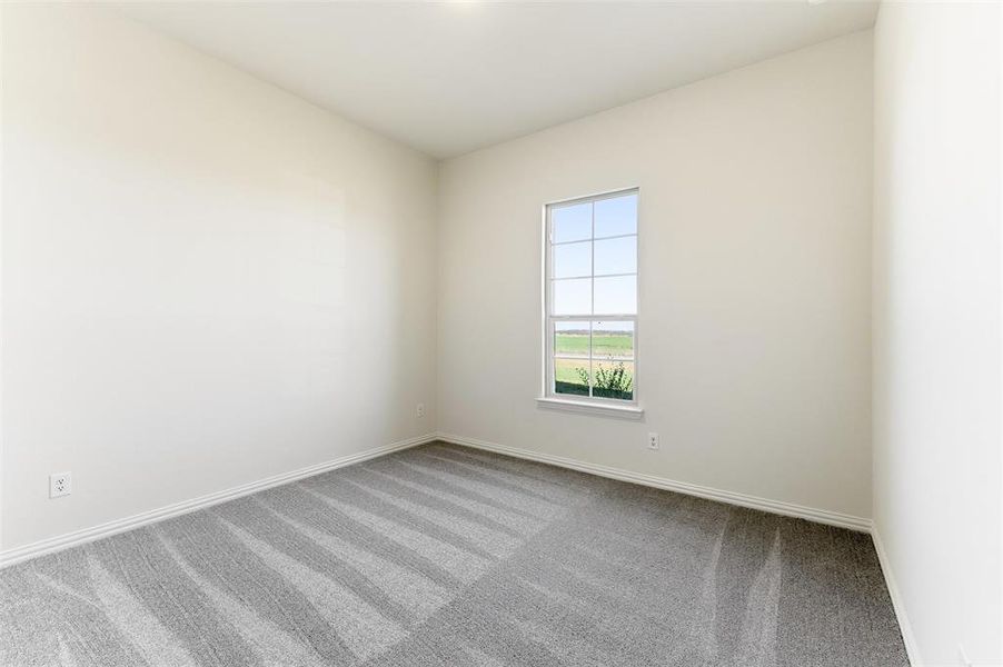 Carpeted empty room with baseboards