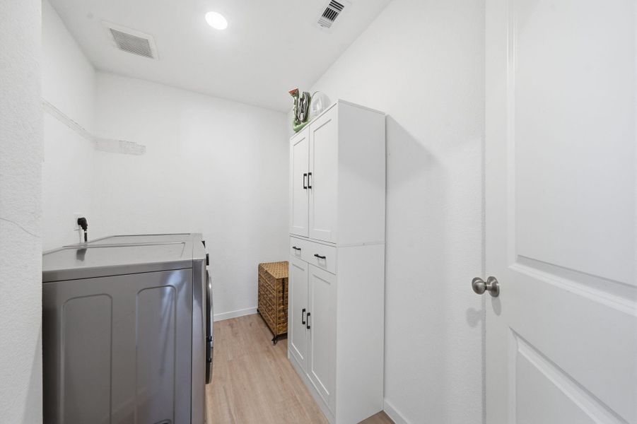 Laundry room off the kitchen by the flex room