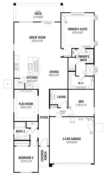 2D floor plan layout for the Copper by Mattamy Homes in Cantabria at Rincon Knolls, Vail, AZ (Image 3). 2D floor plan layout for the Copper by Mattamy Homes in Cantabria at Rincon Knolls, Vail, AZ (Image 3).