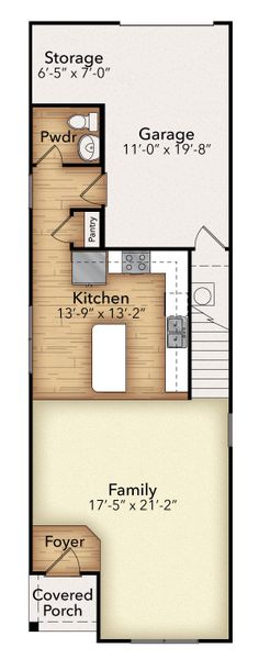 First Floor w/ Kitchen Island Option