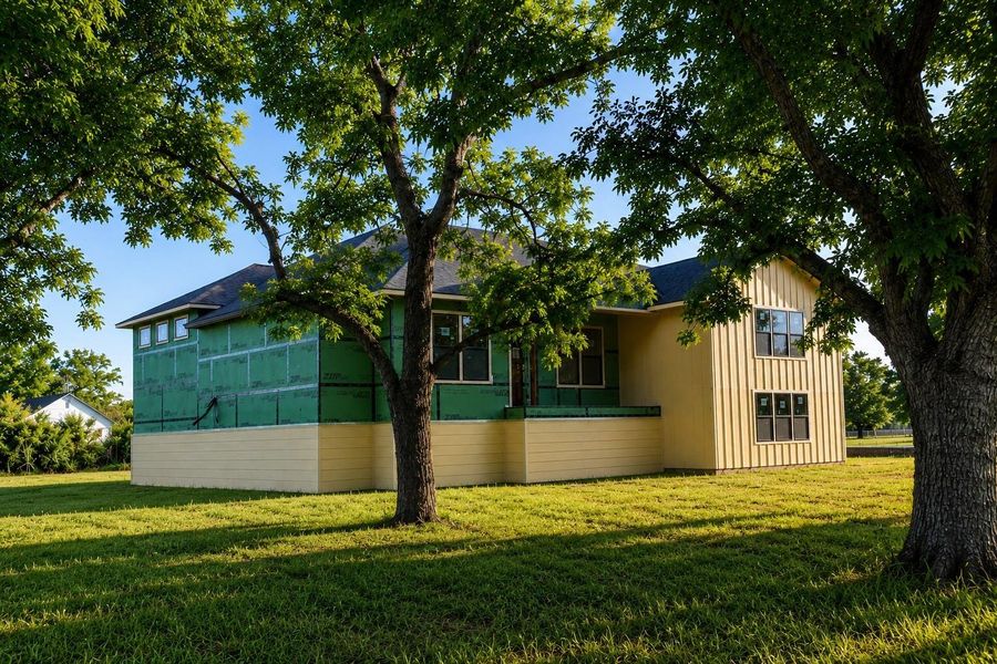 Front of property features multiple mature pecan trees. Front of property features multiple mature pecan trees.