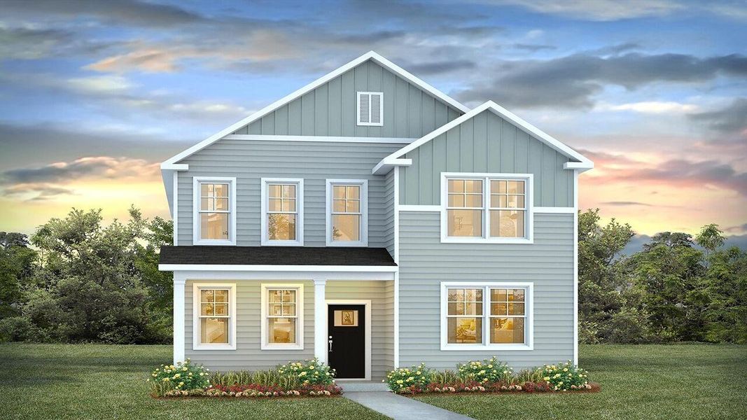 Front exterior of a new home in The Cove at Mallard Crossing, Summerville, SC, highlighting curb appeal (Image 1). Front exterior of a new home in The Cove at Mallard Crossing, Summerville, SC, highlighting curb appeal (Image 1).