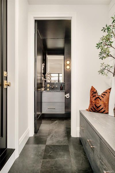 mudroom and guest powder room