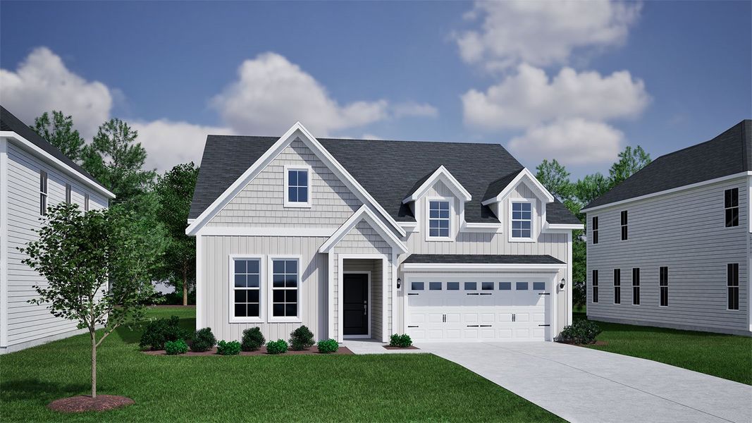 Representative exterior photo of a completed home built from the Elliott - Vanguard Collection by Mungo Homes in Ovation at Sweetbrier, Durham, NC (Image 1).