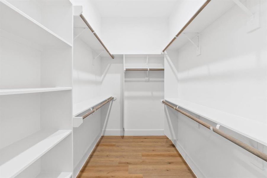 Ample primary closet space.