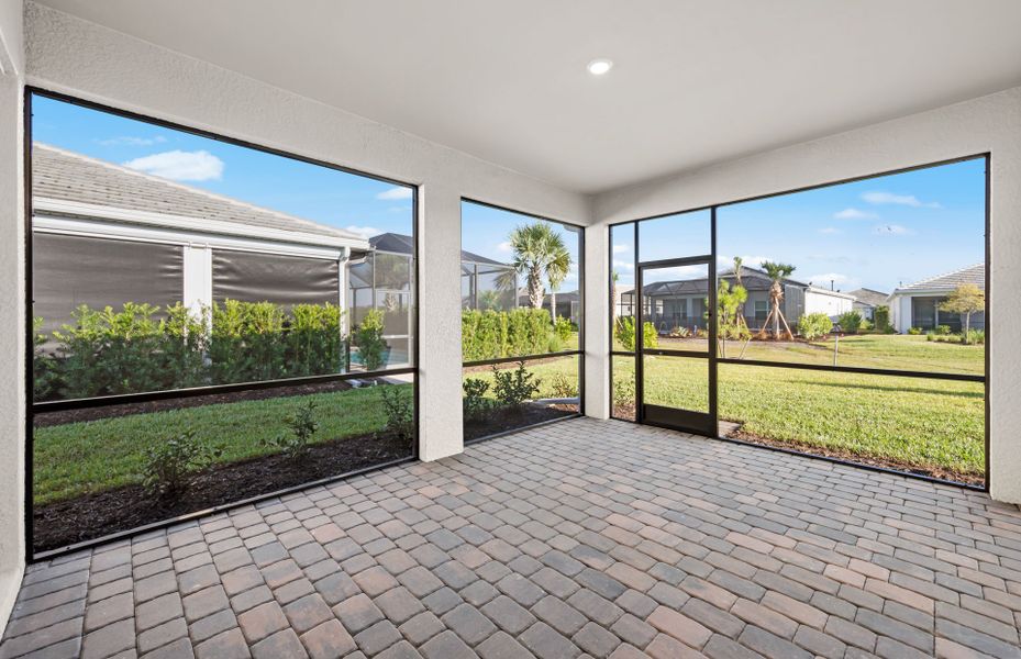 Exterior details and patio area of a home in Del Webb Oak Creek, North Fort Myers (Image 2). Exterior details and patio area of a home in Del Webb Oak Creek, North Fort Myers (Image 2).