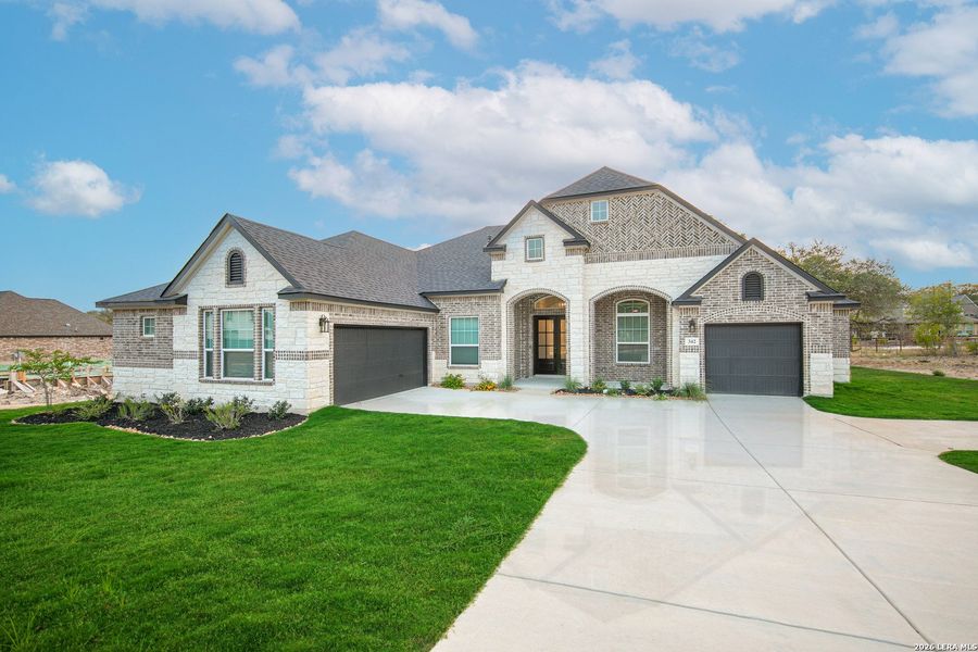 Front exterior of a new home in Regency Ranch, Marion, TX, highlighting curb appeal (Image 1). Front exterior of a new home in Regency Ranch, Marion, TX, highlighting curb appeal (Image 1).