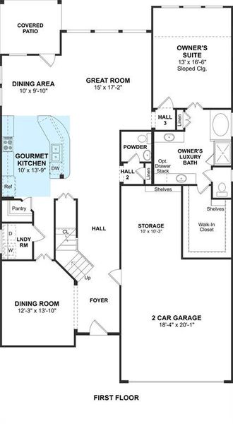 The Walton II floor plan by K. Hovnanian® Homes. 1st Floor shown. *Prices, plans, dimensions, features, specifications, materials, and availability of homes or communities are subject to change without notice or obligation.