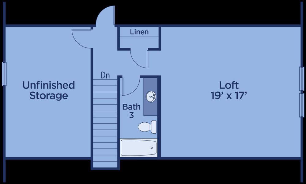 2D floor plan layout for the Emerson by UnionMain Homes in Maddox Landing, Hoschton, GA (Image 4).