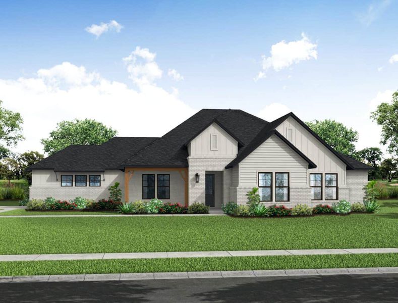 Representative exterior photo of a completed home built from the 3778 by Gracepoint Homes in Kellar Farms, Smithville, TX (Image 4).