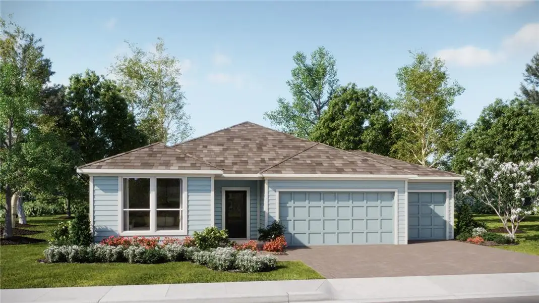 Front exterior of a new home in , Clermont, FL, highlighting curb appeal (Image 1). Front exterior of a new home in , Clermont, FL, highlighting curb appeal (Image 1).