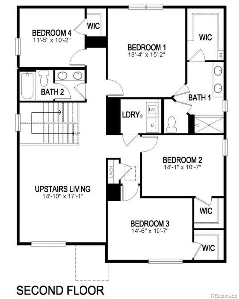 2D floor plan layout of this home in Trails at Crowfoot, Parker, CO (Image 4).