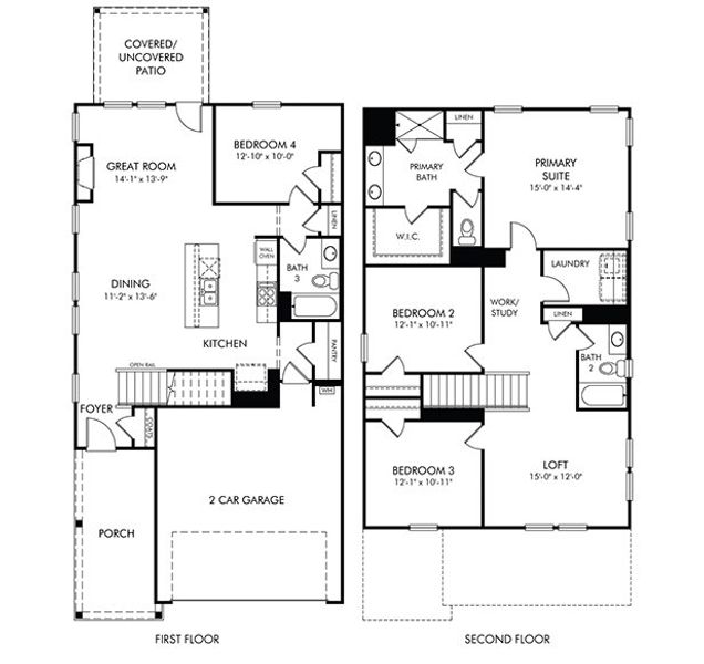 2D floor plan layout of this home in Hemingway - Reserve Series, Cumming, GA (Image 2).