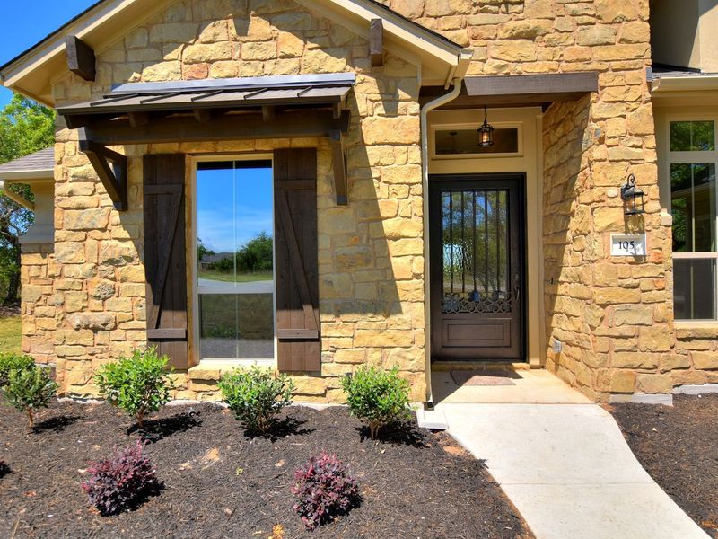 Representative exterior details of a home built from the San Simeon I by Giddens Homes in Clearwater Ranch, Liberty Hill (Image 89).