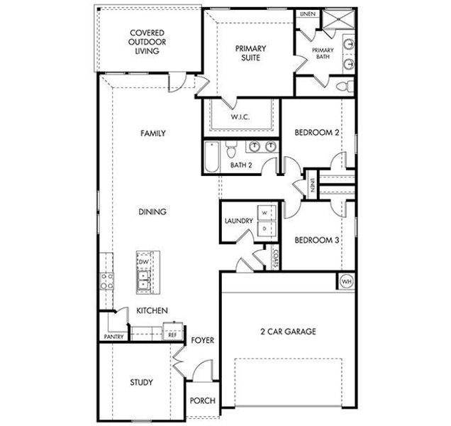 2D floor plan layout of this home in Lakeside Meadows, Pflugerville, TX (Image 2). 2D floor plan layout of this home in Lakeside Meadows, Pflugerville, TX (Image 2).